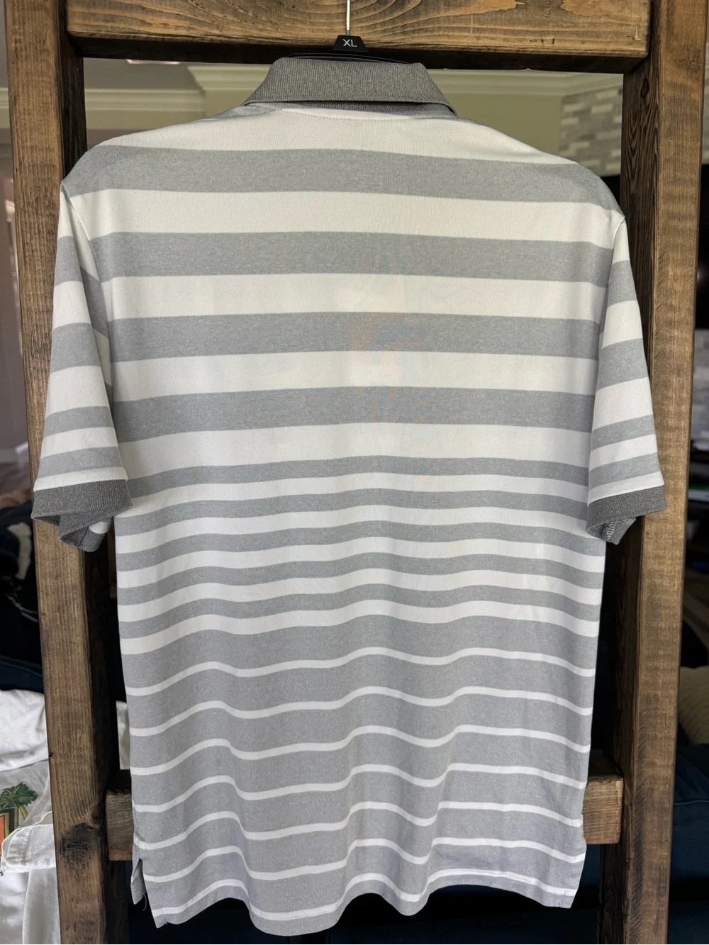 Polo by Ralph Lauren White and Gray Striped Polo M(10-12)